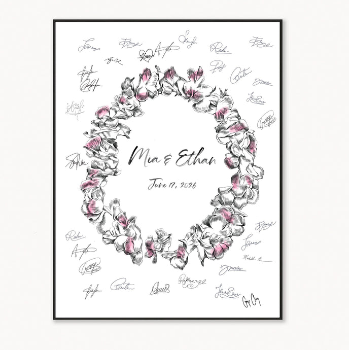 Hawaiian Lei Guest Book Beach Theme Wedding Alternative Guestbook Tropical Wedding Sign-In