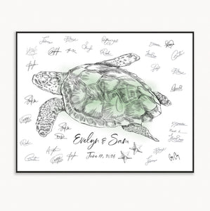 Beach Theme Guest Book Turtle Custom Hawaiian Wedding Guestbook Alternative, Baby Shower, Birthday Party