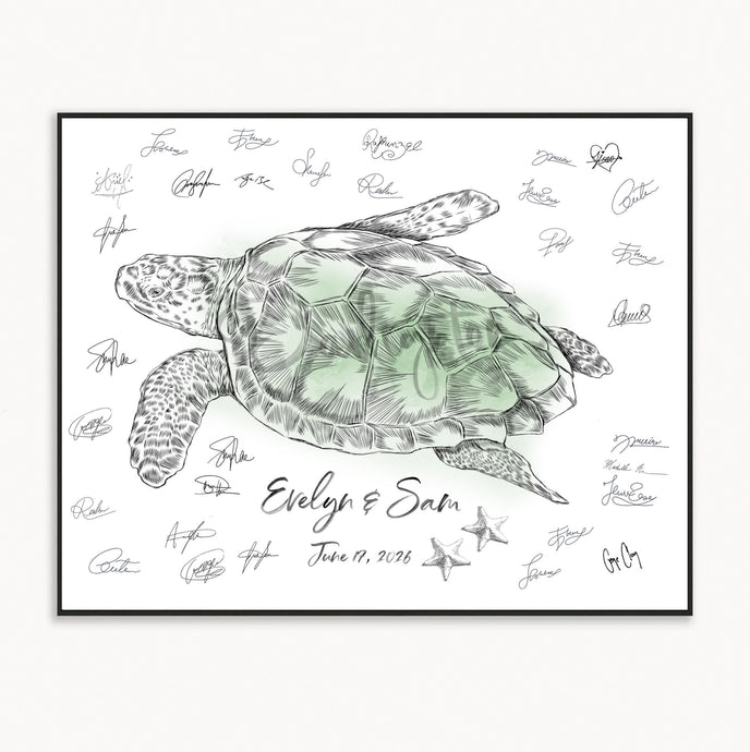 Beach Theme Guest Book Turtle Custom Hawaiian Wedding Guestbook Alternative, Baby Shower, Birthday Party
