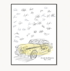 New York Taxi Guestbook Print, Guest Book, Bridal Shower, NYC Wedding, Custom, Alternative Guest Book, Sign-in, Birthday Party