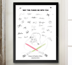 Star Wars Light Sabers with Darth Vader Guest Book Alternative Print, Wedding Guestbook, Fairytale, Bridal Shower, Birthday Party, Sweet 16, Bar Mitzvah, Baby Shower