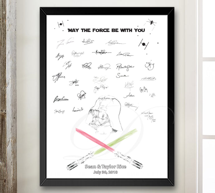 Star Wars Light Sabers with Darth Vader Guest Book Alternative Print, Wedding Guestbook, Fairytale, Bridal Shower, Birthday Party, Sweet 16, Bar Mitzvah, Baby Shower
