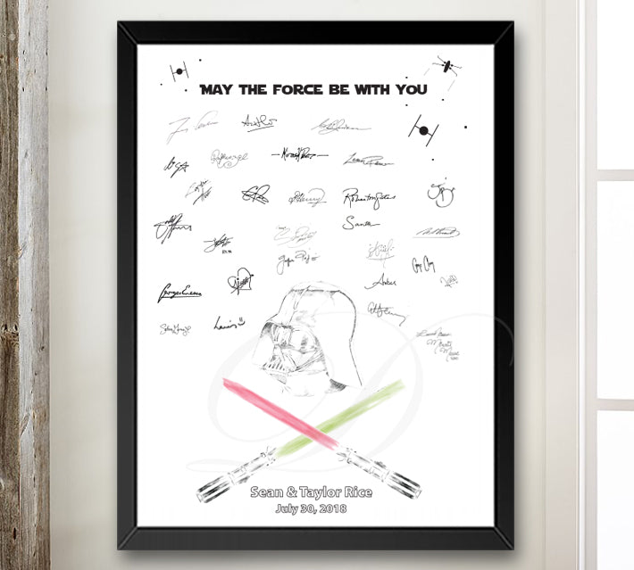 Star Wars Light Sabers with Darth Vader Guest Book Alternative Print, Wedding Guestbook, Fairytale, Bridal Shower, Birthday Party, Sweet 16, Bar Mitzvah, Baby Shower