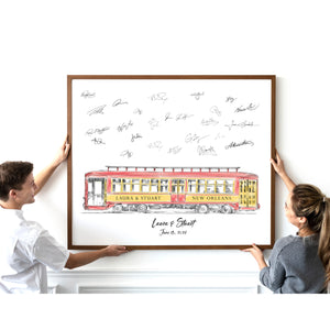 Trolley Car Alternative Wedding Guest Book Print, New Orleans, Cable Car Guestbook, Bridal Shower, Southern Wedding, Alternative GuestBook, Sign-in, Family Reunion, Birthday Party
