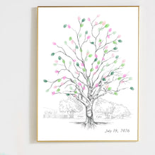 Twisted Oak Tree with Trees Fingerprint Wedding Alternative Guest Book, Guestbook Print, Thumbprint Guest Book, Baby Shower