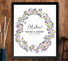Hawaiian Lei Thumbprint Alternative Guestbook Print, Guest Book, Wedding, Bridal Shower, Beach Themed, Birthday Parties, Sign-in - Darlington Guestbooks