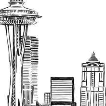 Seattle Skyline Guestbook Print, Guest Book, Bridal Shower, Seattle Wedding, Custom, Alternative Guest Book, Sign-in (8 x 10 - 24 x 36) - Darlington Guestbooks