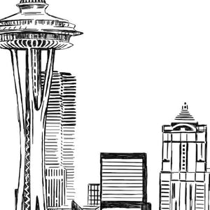 Seattle Skyline Guestbook Print, Guest Book, Bridal Shower, Seattle Wedding, Custom, Alternative Guest Book, Sign-in (8 x 10 - 24 x 36) - Darlington Guestbooks