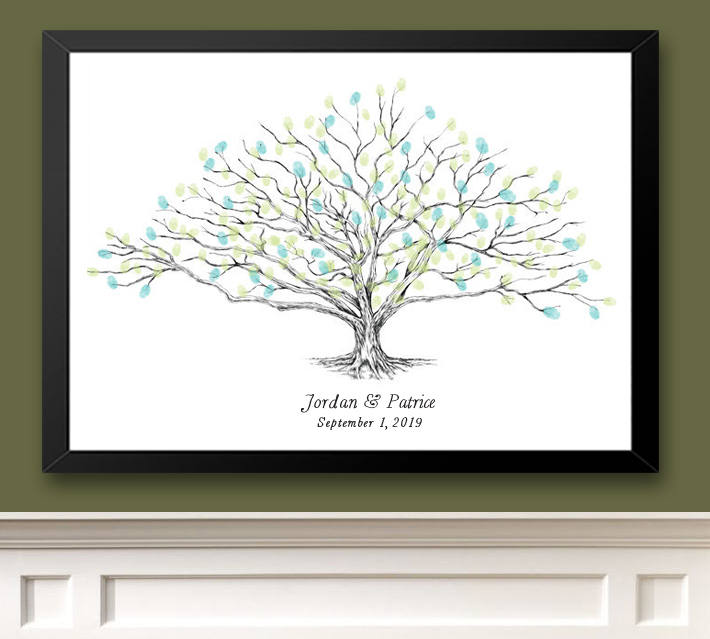 Low Oak Tree Thumbprint Alternative Guest Book Print, Fingerprint Guestbook, Wedding, Bridal, Baby Shower, Family Reunion, Baby Shower, Teacher Gift, Alternative - Darlington Guestbooks