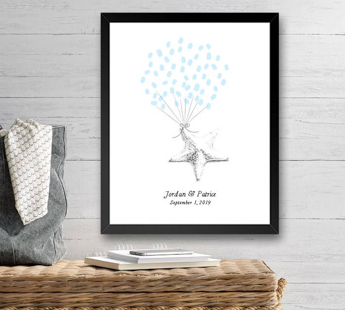 Starfish Thumbprint Balloon Alternative Wedding Guest Book Print, Guestbook, Wedding, Bridal Shower, Beach Themed, Birthday Party, Family Reunion - Darlington Guestbooks