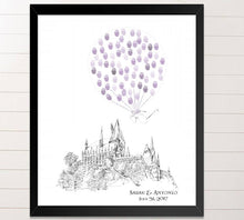 Harry Potter Inspired Hogwarts Castle Thumbprint BalloonGuestbook Print, Guest Book, Wedding, Bridal Shower, Fairytale Wedding, Bar Mitzvah, Bat Mitzvah - Darlington Guestbooks