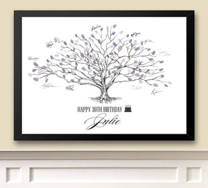 Birthday Party Low Oak Tree Thumbprint Alternative Guest Book Print, Fingerprint, Guestbook, Birthday Party Gift, Alternative - Darlington Guestbooks