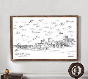 Memphis Skyline Alternative Guest Book Print, Guestbook, Bridal Shower, Wedding, Custom, Guest Book, Wedding Sign-in, Family Reunion
