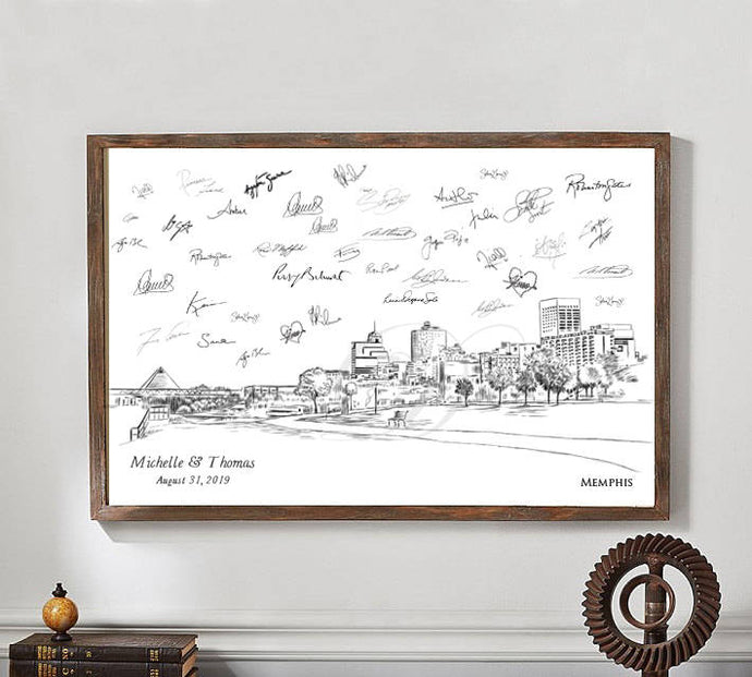 Memphis Skyline Guestbook Print, Guest Book, Bridal Shower, Wedding, Custom, Alternative Guest Book, Wedding Sign-in, Birthday Party, Housewarming - Darlington Guestbooks