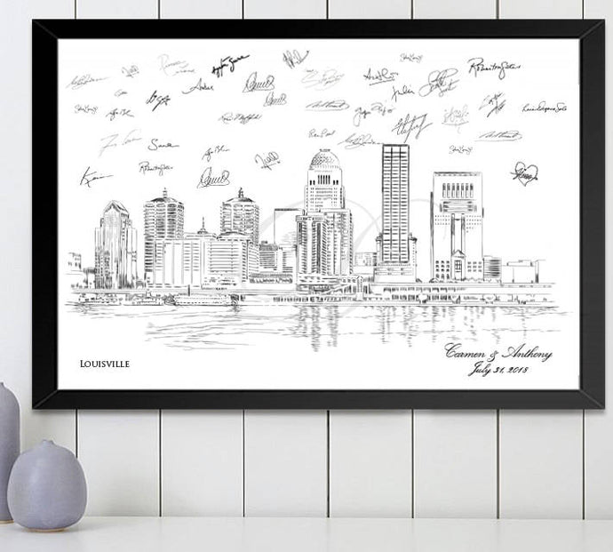 Louisville Skyline Guestbook Print, Guest Book, Kentucky, Birthday Party, Housewarming, Family Reunion, Wedding, Custom, Alternative, Wedding Sign-in (8 x 10 - 24 x 36) - Darlington Guestbooks