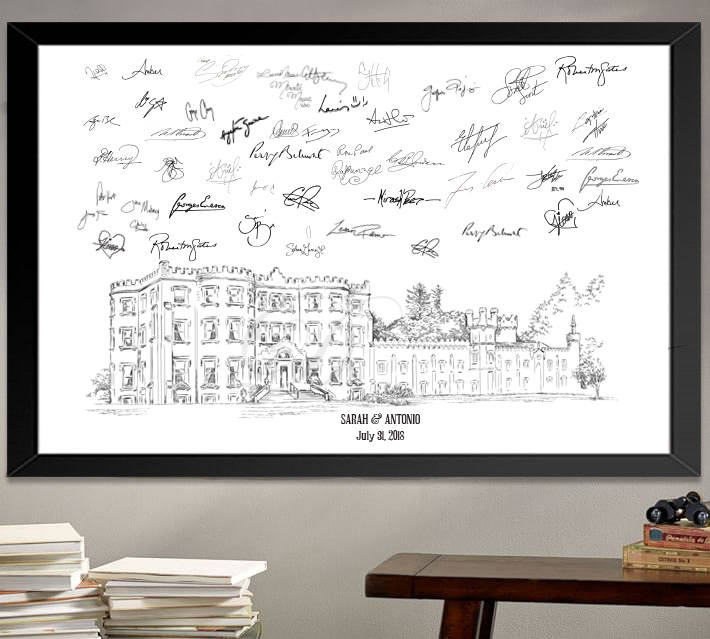 Fairytale Castle Guestbook Print, Games of Thrones Inspired Castle Guest Book, Fairytale, Bridal Shower, Wedding,  (8 x 10 - 24 x 36) - Darlington Guestbooks