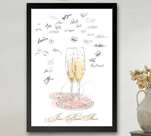 Champagne and Pearls Bridal Shower Guestbook Print, Guest Book, Fairytale, Bridal Shower, Wedding (8 x 10 - 24 x 36) - Darlington Guestbooks