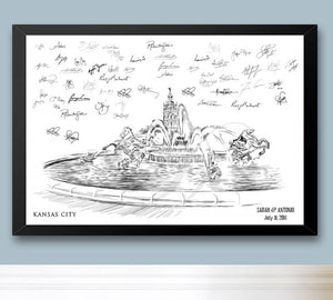 Kansas City Fountain Guestbook Print, Guest Book, Bridal Shower, Wedding, Custom, Alternative Guest Book, Sign-in (8 x 10 - 24 x 36) - Darlington Guestbooks