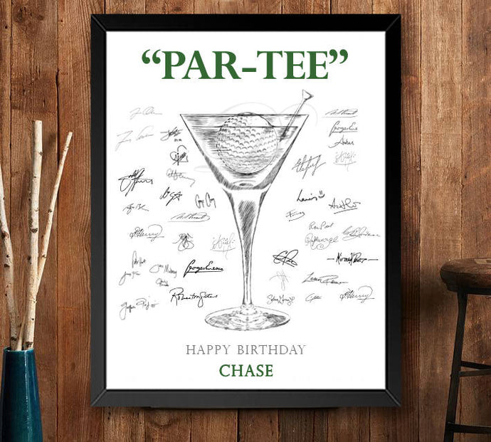 Golf Themed, Martini Glass Guestbook Print, Guest Book, Bridal Shower, Birthday, Wedding, Custom, Alternative Guest Book (8 x 10 - 24 x 36) - Darlington Guestbooks