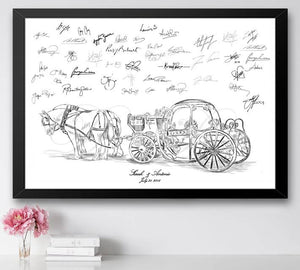 Cinderella's Carriage Wedding Guest Book Alternative Print, Wedding Guestbook, Fairytale, Bridal Shower, Wedding, Disney themed, Baby Shower, Birthday - Darlington Guestbooks