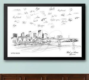 Little Rock Skyline Guestbook Print, Guest Book, Bridal Shower, Arkansas Wedding, Custom, Alternative Guest Book, Sign In (8 x 10 - 24 x 36) - Darlington Guestbooks