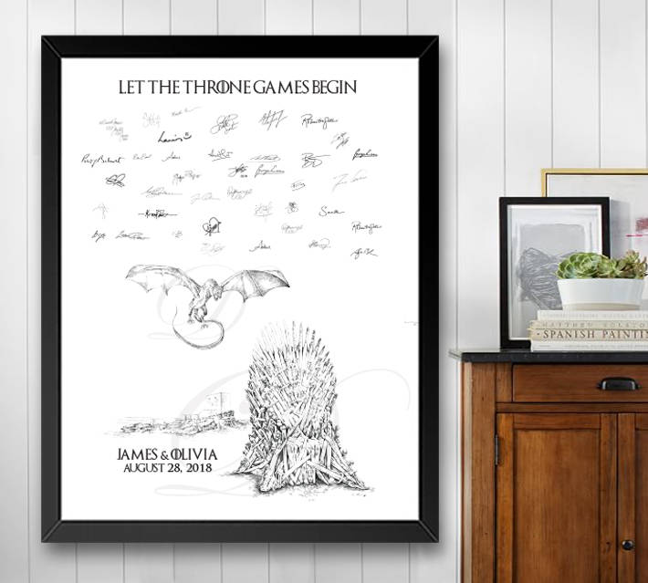 Game of Thrones Inspired Alternative Wedding Guestbook Print, Guest Book, Fairytale, Bridal Shower, Wedding, Birthday Parties, FREE PEN INCLUDED - Darlington Guestbooks