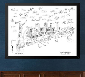 Birmingham Skyline Wedding Guest Book Alternative Print, Guestbook, Bridal Shower, Birmingham Wedding, Custom, Alternative Guest Book, Family Reunion, Sign-in - Darlington Guestbooks