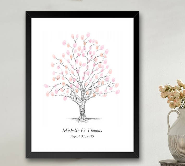 Twisted Oak Tree Fingerprint Wedding Alternative Guest Book, Guestbook Print, Thumbprint Guest Book, Baby Shower, Wedding, Bridal Shower, Family Reunion, - Darlington Guestbooks