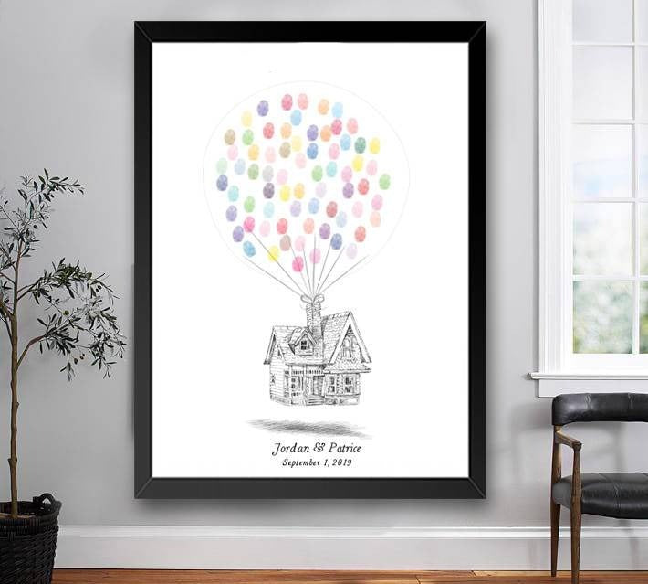 Up Guestbook Print, Thumbprint, Fingerprint, House, Alternative Guest Book, Wedding, Bridal Shower, Fairytale Wedding, Disney, Sign in - Darlington Guestbooks