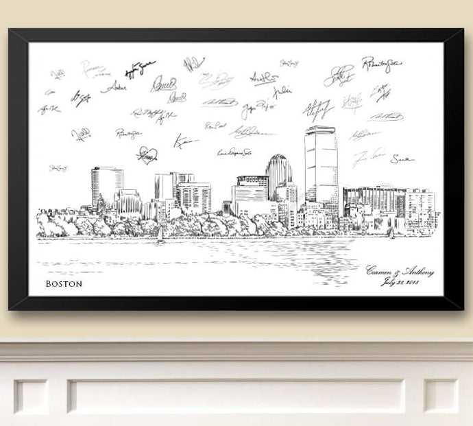 Boston Skyline Wedding Guestbook Alternative Print, View 4, Guest Book, Bridal Shower, Wedding, Custom, Alternative, Wedding Sign-in - Darlington Guestbooks
