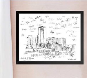 Lexington Skyline Guestbook Print, Guest Book, Kentucky, Birthday Party, Reunion, Housewarming, Custom, Alternative, Wedding Sign-in - Darlington Guestbooks