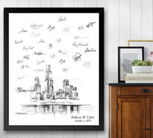 Chicago Skyline Guestbook Print, Beach, Guest Book, NYC, Bridal Shower, Wedding, Custom, Alternative, Baby Shower, Family Reunion, FREE PEN! - Darlington Guestbooks