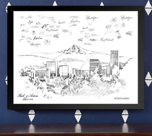 Portland Skyline Guestbook Print, Guest Book, Bridal Shower, Oregon,  Wedding, Custom, Alternative Guest Book, Sign-in (8 x 10 - 24 x 36) - Darlington Guestbooks