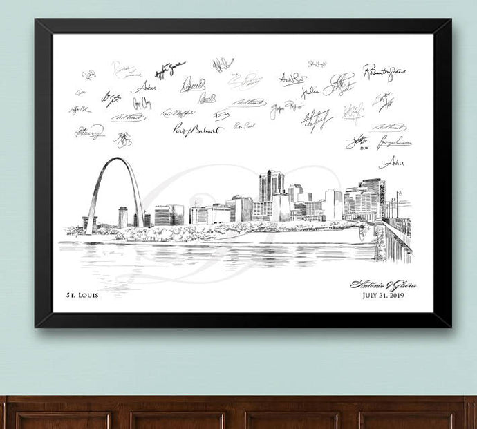 St. Louis Skyline Guestbook Print, Guest Book, Bridal Shower, Wedding, Custom, Alternative Guest Book, Wedding Sign-in, Birthday - Darlington Guestbooks