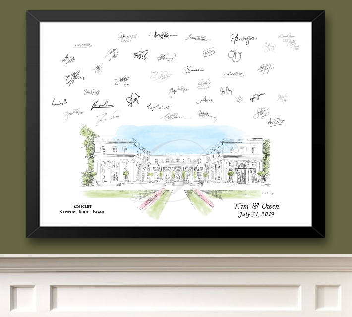 Rosecliff Manor Guestbook Print, Rhode Island Guest Book, Bridal Shower, Wedding, Custom, Alternative, Baby Shower, Family Reunion, FREE PEN - Darlington Guestbooks