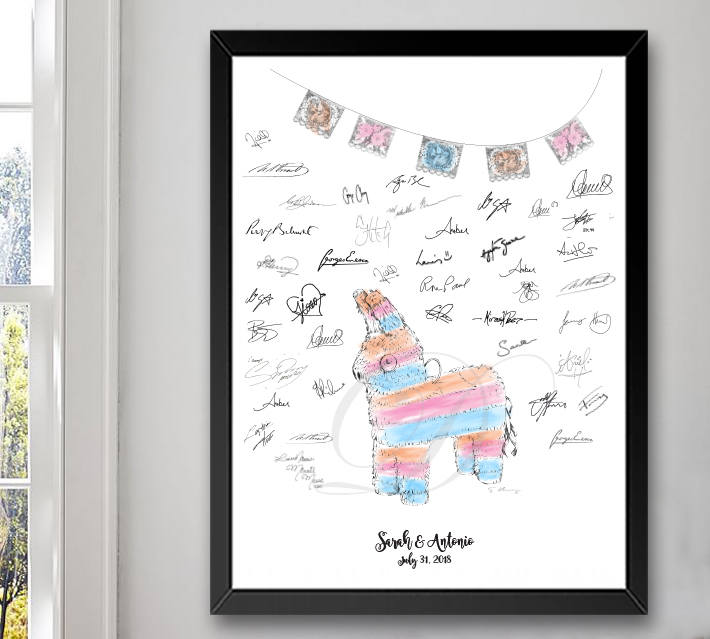 Piñata Guestbook Print, Guest Book, Mexican themed party, Wedding, Birthday, Mexico, Bridal Shower,  Family Reunion Alternative Sign-in - Darlington Guestbooks