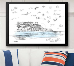 Laguna Beach Skyline Guestbook Print, Beach, Guest Book, Bridal Shower, Wedding, Custom, Alternative, Baby Shower, Birthday, Family Reunion - Darlington Guestbooks