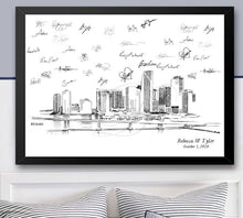 Miami Skyline Guestbook Print, Beach, Guest Book, Florida, Bridal Shower, Birthday Party, Housewarming, Wedding, Custom, Alternative, Baby Shower, Family Reunion FREE PEN - Darlington Guestbooks
