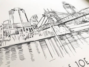 Cincinnati Skyline Guestbook Stadium View Print, Guest Book, Bridal Shower, Wedding, Custom, Alternative Guest Book, Wedding Sign-in - Darlington Guestbooks
