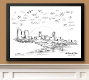 Fort Worth Skyline Guestbook Print Texas, Ft Worth Guest Book, Bridal Shower, Wedding, Custom, Alternative Guest Book, Wedding Sign-in - Darlington Guestbooks