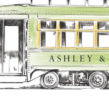 Trolley Car Alternative Wedding Guest Book Print, Savannah, Green Cable Car Guestbook, Bridal Shower, Streetcar, Guest Book, Sign-in