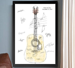 Guitar Guestbook Print, Guest Book, Bridal Shower, Wedding, Instrument, Music, Birthday, Party, Alternative Guest Book, Family Reunion - Darlington Guestbooks