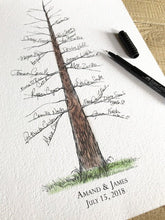 Wedding Guest Book Alternative Watercolor  Pine Tree, Guests Signatures, Print, Guestbook, Bridal Shower, Family Reunion, Housewarming,