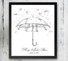 Bridal Shower Umbrella Thumbprint Guest Book Alternative, Hand Drawn, Fingerprint Guestbook, Bridal Party Sign in, Baby Shower, FREE PEN
