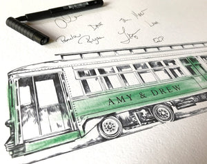 Milwaukee Trolley Car Guestbook Print, Cable Car Guest Book, Bridal Shower, Milwaukee Wedding, Alternative GuestBook, Signin, Family Reunion