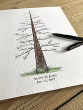 Wedding Guest Book Alternative Watercolor  Pine Tree, Guests Signatures, Print, Guestbook, Bridal Shower, Family Reunion, Housewarming,