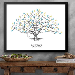 Wedding Guest Book Alternative, Thumbprint Tree, Swing and Heart Low Oak, Fingerprint Guestbook, Bridal Shower, Family Reunion, Baby Shower
