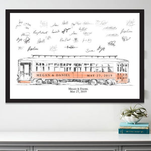 Pittsburgh Trolley Car Guest Book Print, Cable Car Guestbook, Bridal Shower, Pittsburgh Wedding, Alternative GuestBook, Sign in, Street Car