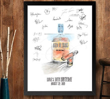 Bourbon Bottle Birthday Party Alternative Guest Book Print, Guestbook, Bridal Shower, Birthday, Custom, Alternative, 30th Birthday
