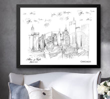 Chicago Skyline Wedding Guest Book Alternative Print, Wedding Guestbook, Bridal Shower, Chicago Wedding, Guestbook, Sign-in, Free Pen!